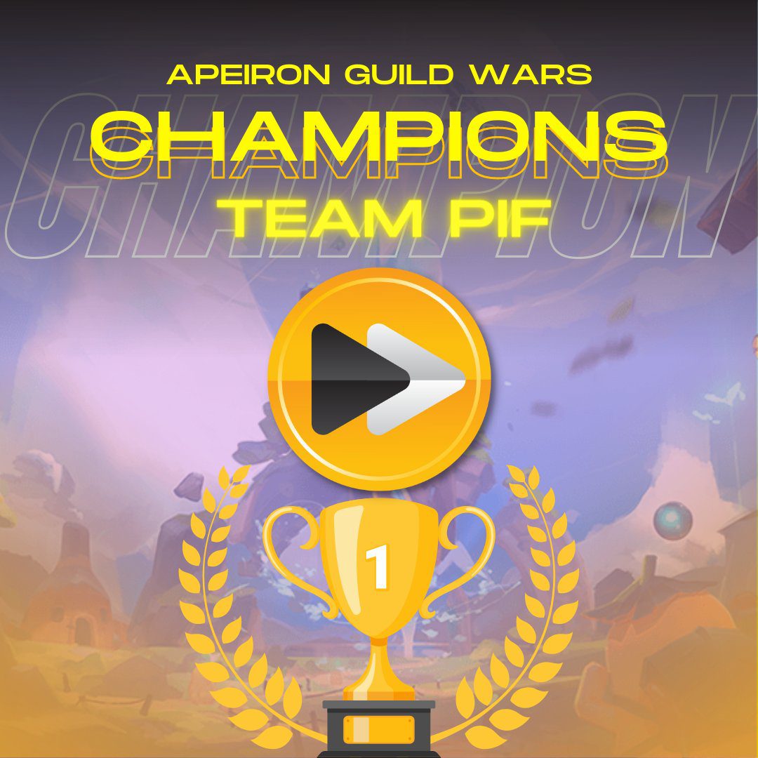 Apeiron Guild Wars' champion's trophy with PIF Nation's logo