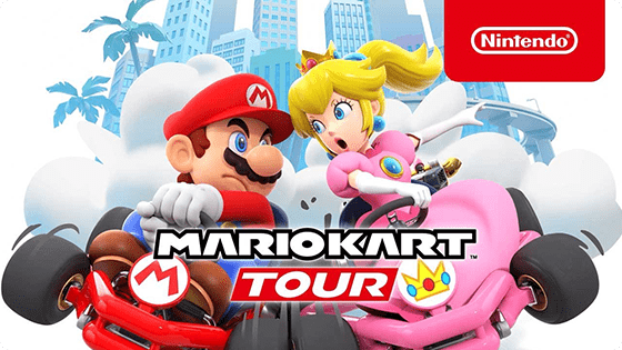 Mario and Princess Peach riding karts