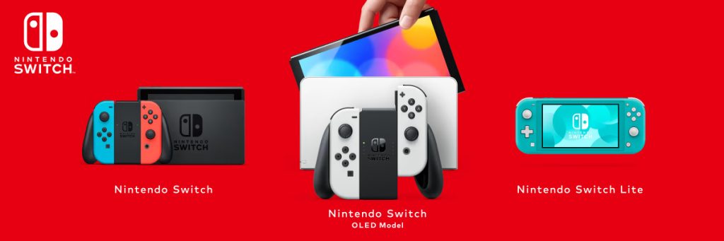 different versions of nintendo switch on display