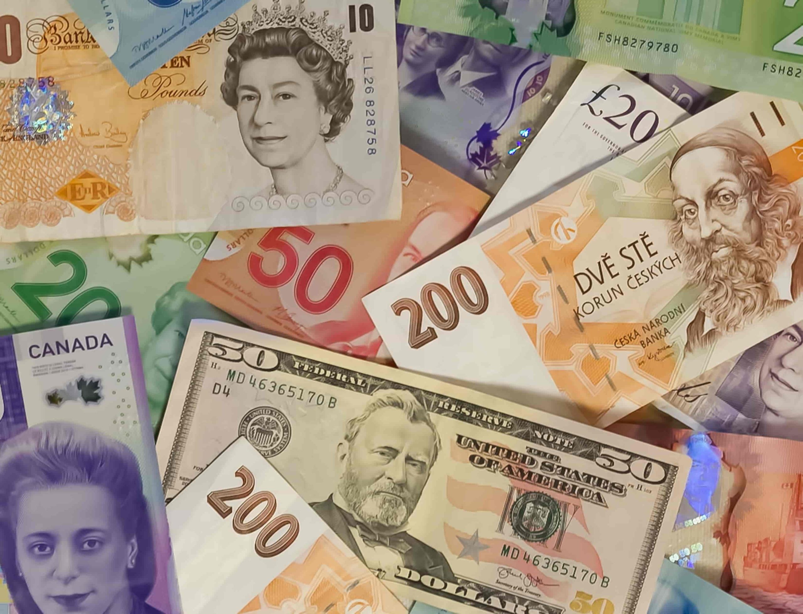 bills in different currencies